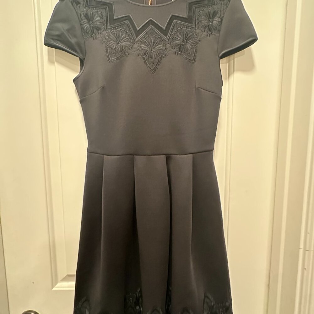NWT Ted Baker Black Cheskka Lace & Mesh Skater Dress